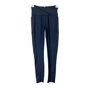 Rhone Ripple 7/8 Pocket Leggings Women’s Size XS Navy Blue Crossover Waist